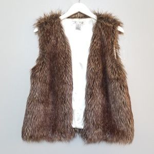 WD NY Brown Fur Vest Size Large